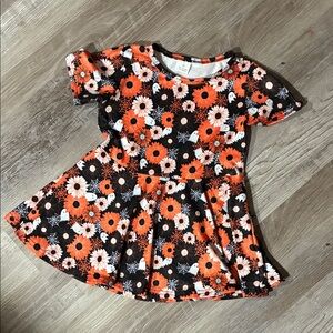 Floral Orange and Black Kids Dress